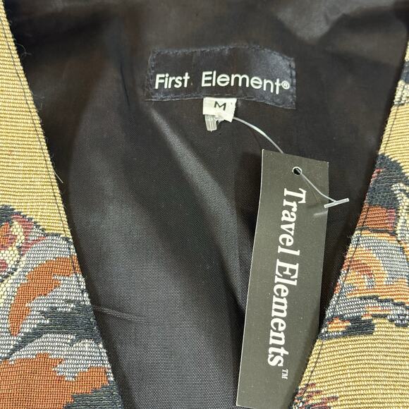 Vintage 90s Cat Novelty Artsy Button Vest - Tan Brown Wms M NWT - Picture 10 of 11